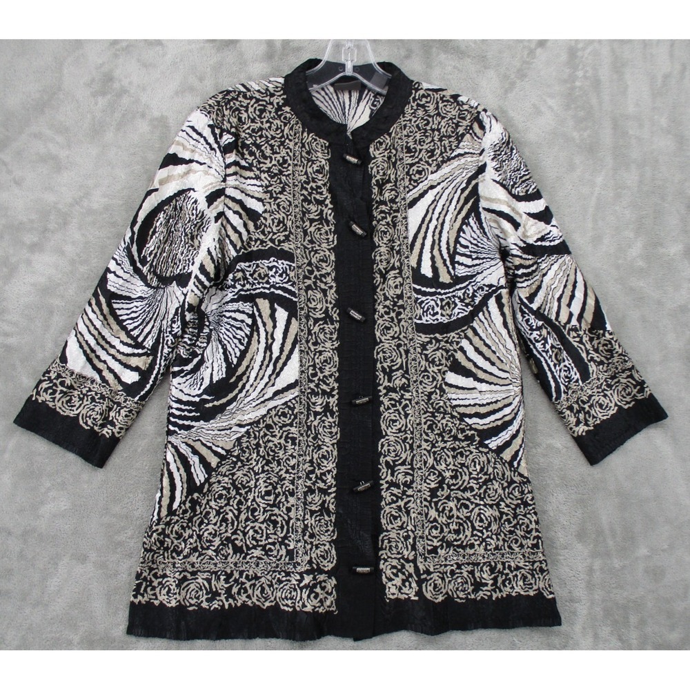 Chicos Jacket 1 Us Medium Toggle Buttons Crinkle … - image 1